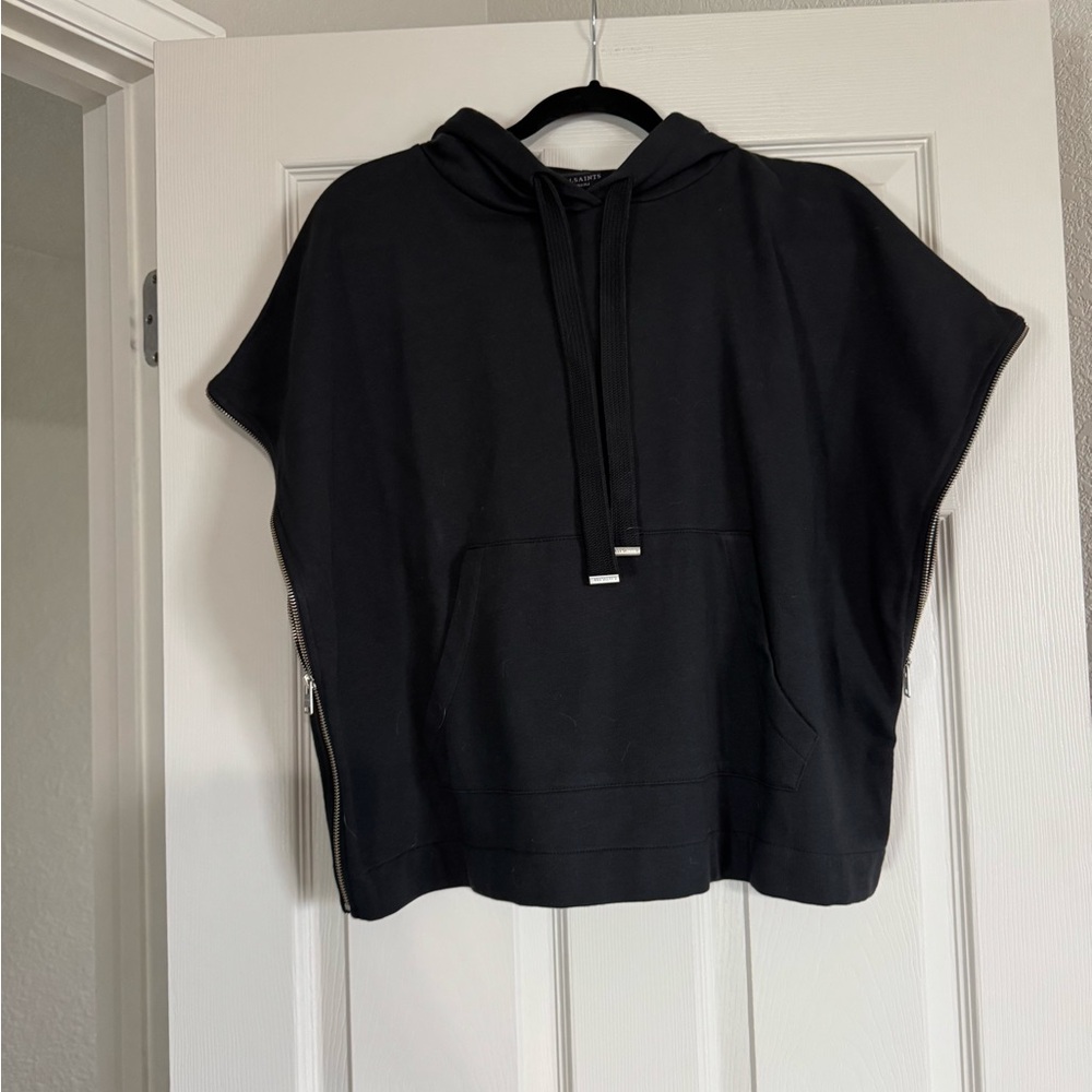 AllSaints Jamie Short Sleeve Cotton Hoodie